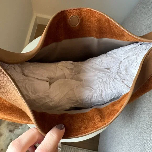 Songmont Large Luna Bag Caramel Leather & Suede New Without Tags - Picture 10 of 13